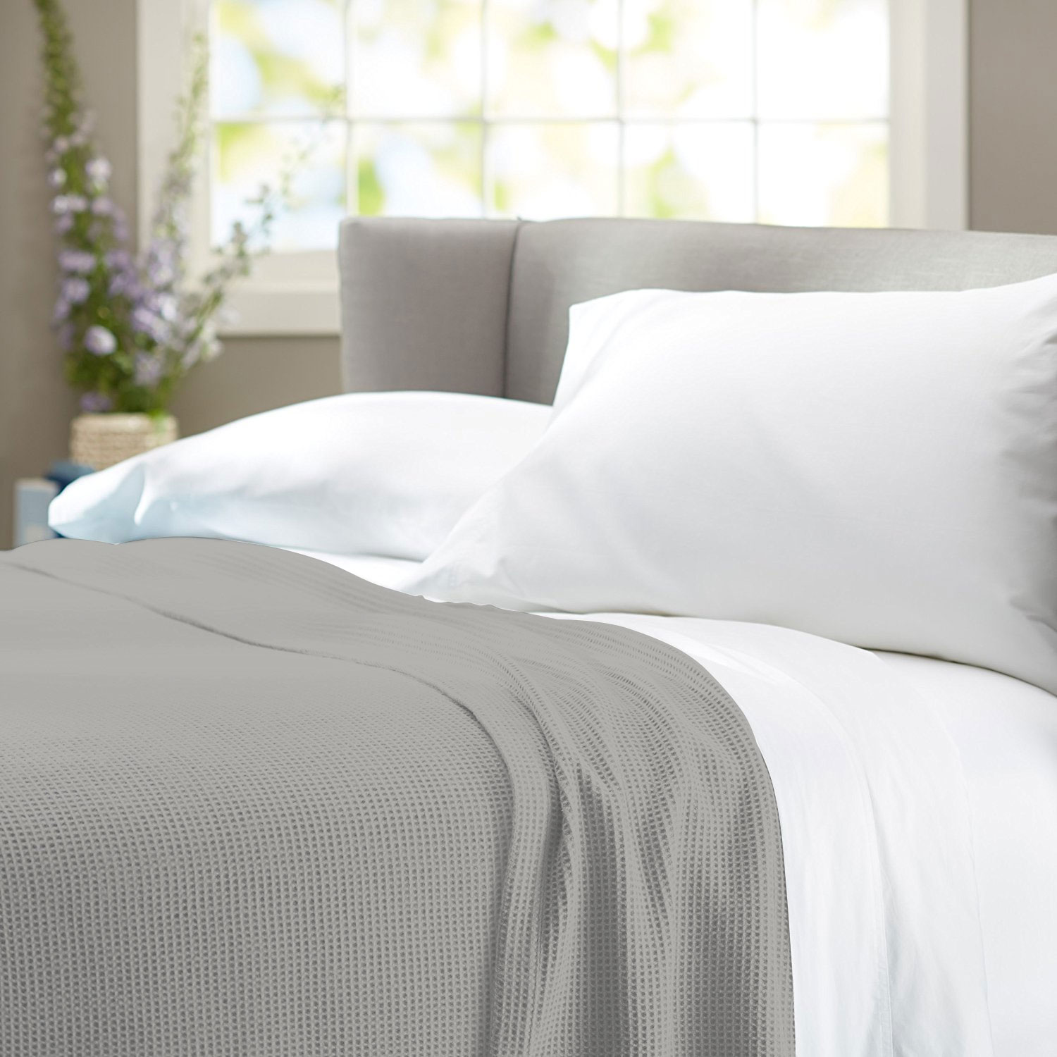 Meatball.ThatDailyDeal EXTREME SGD Cotton Waffle Weave Blanket in Light Grey In Queen or